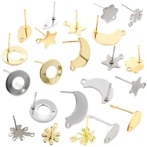 Set orecchini in acciaio inox con stelle lune e forme geometriche floreali in oro e argento