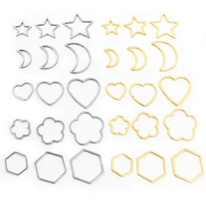 Set pendenti fai-da-te in acciaio inox forme stella luna cuore e varie dimensioni