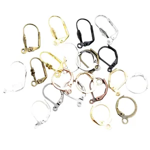 French ear hooks with open loop in various plated metal finishes for DIY jewelry making