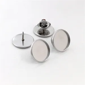 Set di basi per spille rotonde in acciaio inox 304 con chiusura a farfalla per gioielli