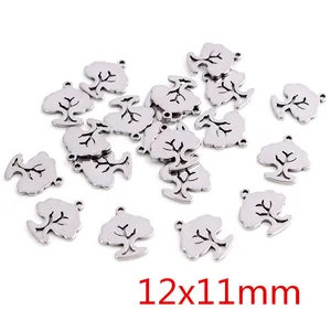 Polished stainless steel tree of life charms for DIY jewelry making 12x11mm