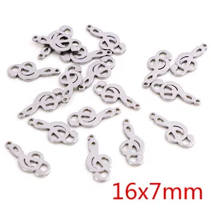 Detailed view of silver treble clef music charms in 16x7mm for jewelry making