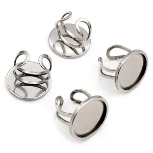 Set di basi per anelli da 20mm in acciaio inossidabile con gambo forato per gioielli DIY