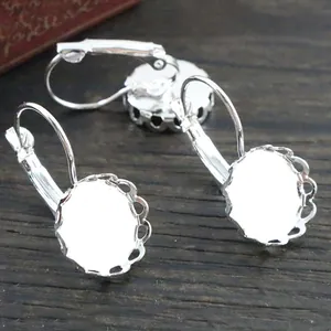 Pendientes de plata con base de encaje de 12-20mm para creación de joyas DIY