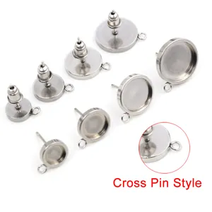 Ohrstecker-Fassungen aus Edelstahl mit Öse in verschiedenen Größen für DIY-Schmuckdesign