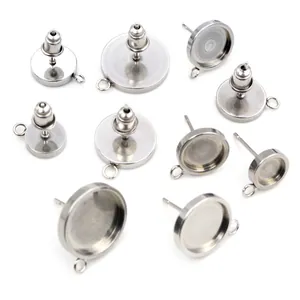 Ohrstecker aus 304 Edelstahl mit Schlaufen und Ohrmuttern für DIY Schmuckherstellung