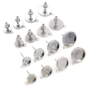 Ohrstecker-Rohlinge aus 304 Edelstahl mit Öse für DIY-Schmuck in verschiedenen Größen