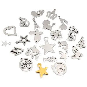 Piccoli Pendenti in Acciaio Inossidabile per Creazione Gioielli Forme Assortite Stella Cuore Albero della Vita Animali Ciondoli DIY per Collane Braccialetti