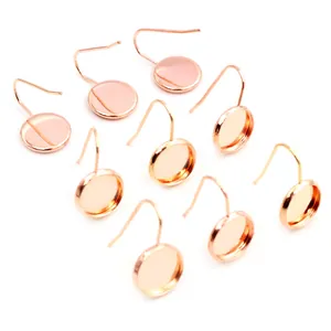 Rose gold stainless steel earring blanks with round base for DIY jewelry making