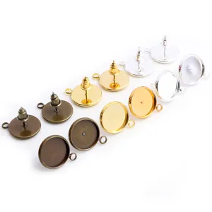 DIY copper earring posts with loops in assorted metallic finishes for jewelry making