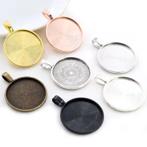 Runde 25 mm Legierung Anhänger DIY Schmuck Basteln in Gold Silber und Schwarz