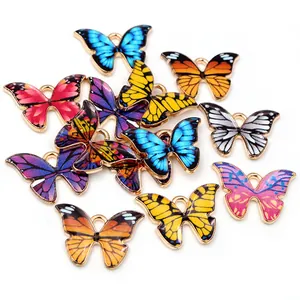 Butterfly Drip Oil Enamel Alloy Pendants Colorful Insect Charms For DIY Necklace Earrings Jewelry Making Accessories Craft Supplies