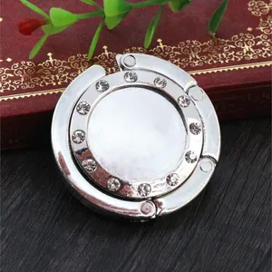 Accroche-Sac Pliable En Alliage De Zinc Pour Table Support De Sac Rond Avec Strass Antidérapant Vintage Femme Bijoux