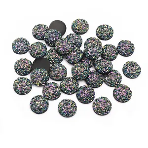 Στρογγυλά Resin Druzy Στρας Επίπεδη Πλάτη Ορυκτό Σμήνος Λαμπερό AB Μωβ DIY Αξεσουάρ Κοσμημάτων για Γυναίκες Σκουλαρίκια Κλιπ Μαλλιών Διακόσμηση