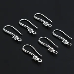 Detail of silver plated ear hooks with zircon stones for DIY jewelry making