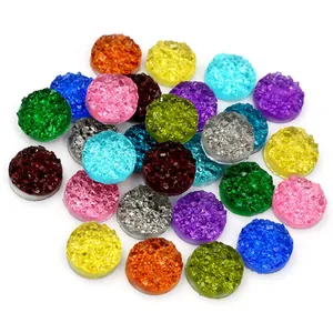 Cabochons druzy colorés 8mm-12mm en résine pour la création de bijoux DIY et l'artisanat