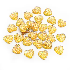 Cabochons pailletés dorés en forme de cœur pour bijoux DIY et décorations d'artisanat