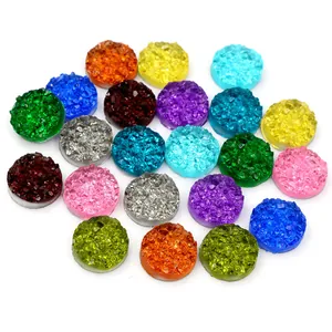 Cabochons en résine druzy colorés de 8 à 12 mm à dos plat pour la création de bijoux