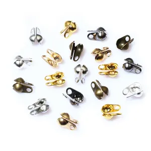 Iron Clamshell Bead Tips Double Loop Knot Covers For DIY Necklace Bracelet Jewelry Making Findings Connector Accessory