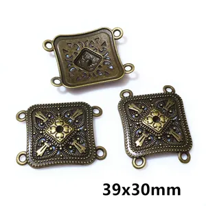 Detailed 39x30mm antique bronze connectors with intricate hollow relief for DIY jewelry