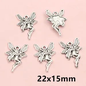 Detalle macro de colgantes de hadas de aleación para joyería DIY con tamaño 22x15mm y relieve