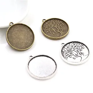 20mm alloy pendant base settings with Tree of Life design in bronze and silver