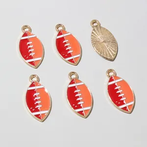 Emaillierte American Football Anhänger mit goldenem Rand für DIY Schmuckherstellung