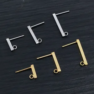 Ohrstecker aus Edelstahl in Gold und Silber mit kleiner Öse für DIY-Schmuckherstellung