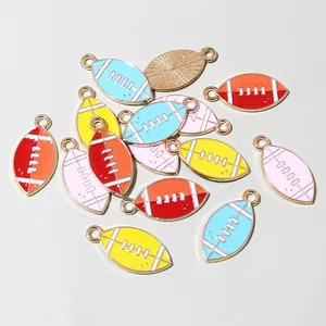 Bunte Football Anhänger aus Legierung mit Emaille Details für DIY Schmuckherstellung