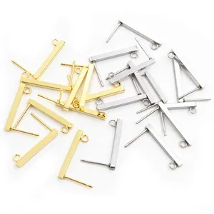 Ohrstecker aus Edelstahl in Gold und Silber mit kleiner Öse für DIY Schmuckherstellung