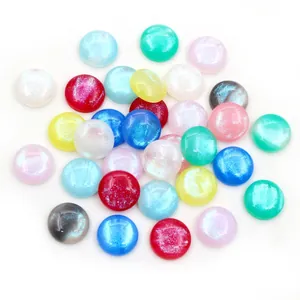 12mm Round Glitter Resin Cabochons Flatback Cat Eye Effect Beads For DIY Jewelry Making Scrapbooking Patches Craft Accessories