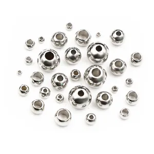 Polished silver stainless steel spacer beads with holes for DIY jewelry making sets