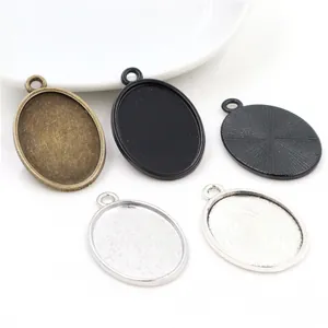 Plateaux de pendentif ovales en alliage bronze, argent et noir pour bijoux DIY