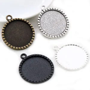 Basi pendenti rotonde 25mm in lega in quattro colori per creazione gioielli fai-da-te