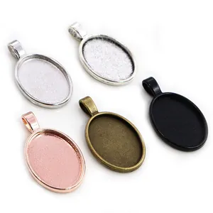 Cinq supports de pendentifs ovales 18x25mm en alliage multicolore pour la création de bijoux
