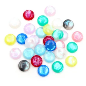 Colorful 12mm resin cabochons with glitter for DIY jewelry making and necklace crafts