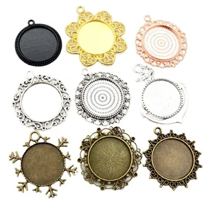 25mm alloy bezel trays for DIY jewelry making in assorted vintage metal styles and colors