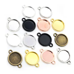 Bases de aleación para colgantes y conectores de joyería DIY en varios colores metálicos