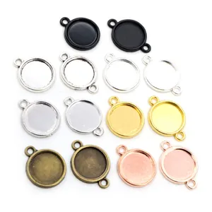 Bases de colgantes de aleación DIY con aros simples y dobles en seis acabados metálicos