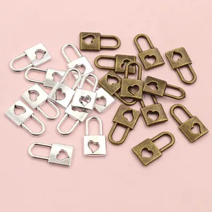 Alloy heart lock pendant DIY jewelry accessory in silver and antique bronze finish