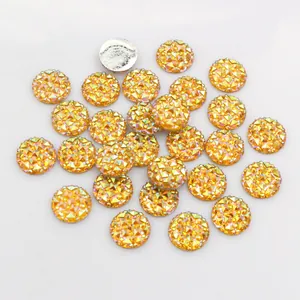 Round 12mm iridescent yellow resin rhinestones with faceted pineapple cut for DIY
