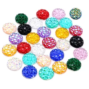 12mm Round Resin Druzy Cabochons Flatback Faceted Rhinestones For DIY Jewelry Making Accessories Crafting Materials
