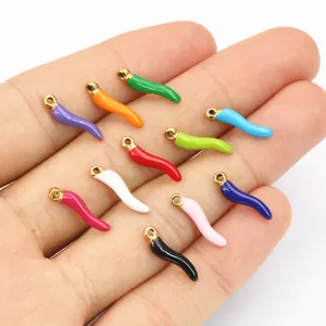 Colorful gold-plated stainless steel chili pendants for DIY jewelry making