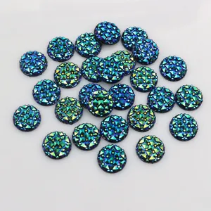 12mm round resin pineapple facet cabochons with AB rainbow gradient for DIY jewelry crafts