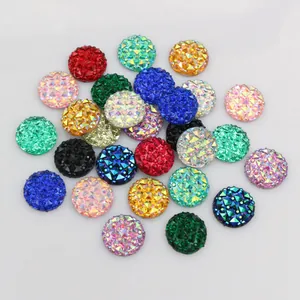 12mm faceted round resin cabochons with pineapple texture for DIY jewelry making
