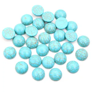 Platte ovale turquoise cabochons met gouden aders voor DIY sieraden maken