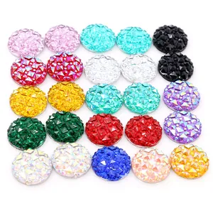 Colorful 12mm round resin cabochons with faceted pineapple texture for DIY jewelry making