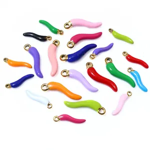 Colorful chili-shaped charms with 18k gold plating for DIY jewelry making and crafting