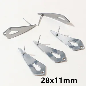 Macro view of 28x11mm geometric irregular stainless steel earring bases with hanging loop