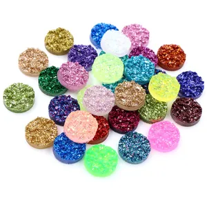 Cabochon tondi in resina druzy colorata 8-12mm con texture brillante per gioielli fai da te